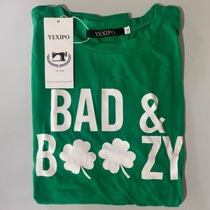 NWT Bad and Boozy St. Patrick’s Day Women’s size Large tee